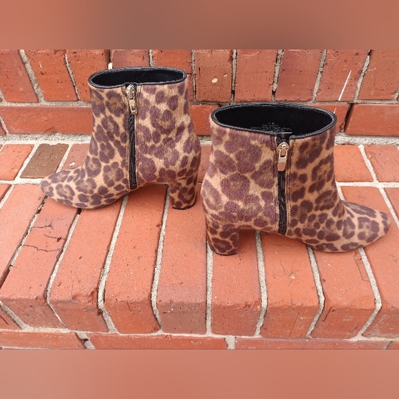 Nine West Brown & Tan Leopard Faux Fur Ankle Booties Women's Size 7.5 - Picture 12 of 14